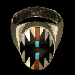 Bague Amerindienne Argent Symbole Navajo pour Homme & Pour Femme Nacre