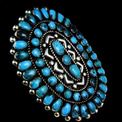 Bague Argent Navajo en Argent et Pierre Semi Précieuse Couleur au Choix