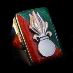 Bague Légion Etrangère en Argent Malachite & Corail