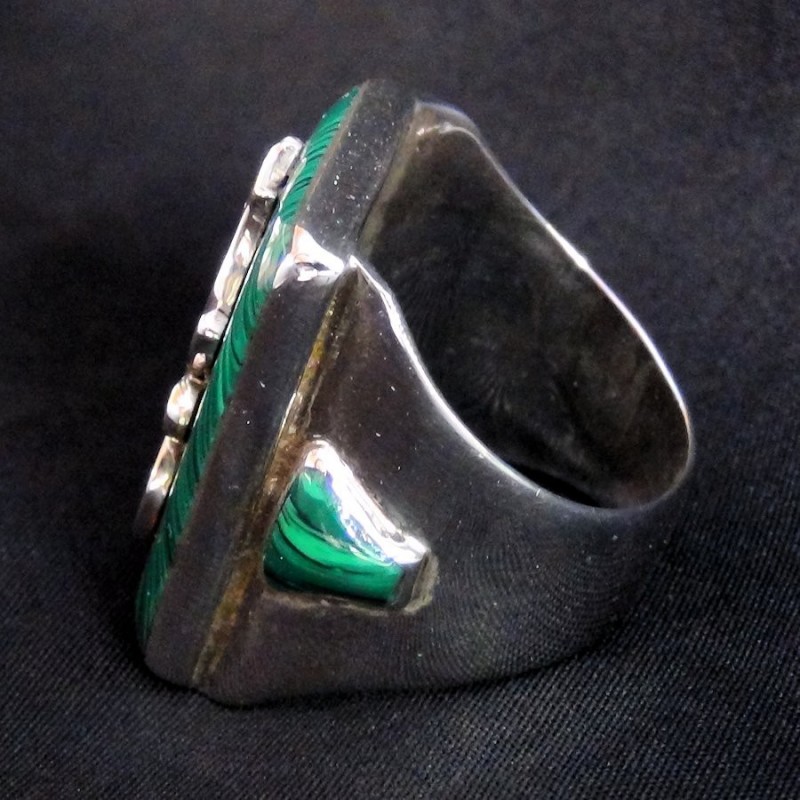 Bague Légion Etrangère en Argent Malachite & Corail