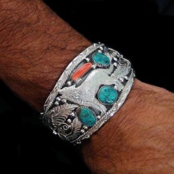 Armspange Howling Wolf Aus Sterling Silber Indianerschmuck