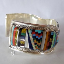 Zuni Armreif Für Damen Aus Silber 925 Mit Opal & Halbedelsteine