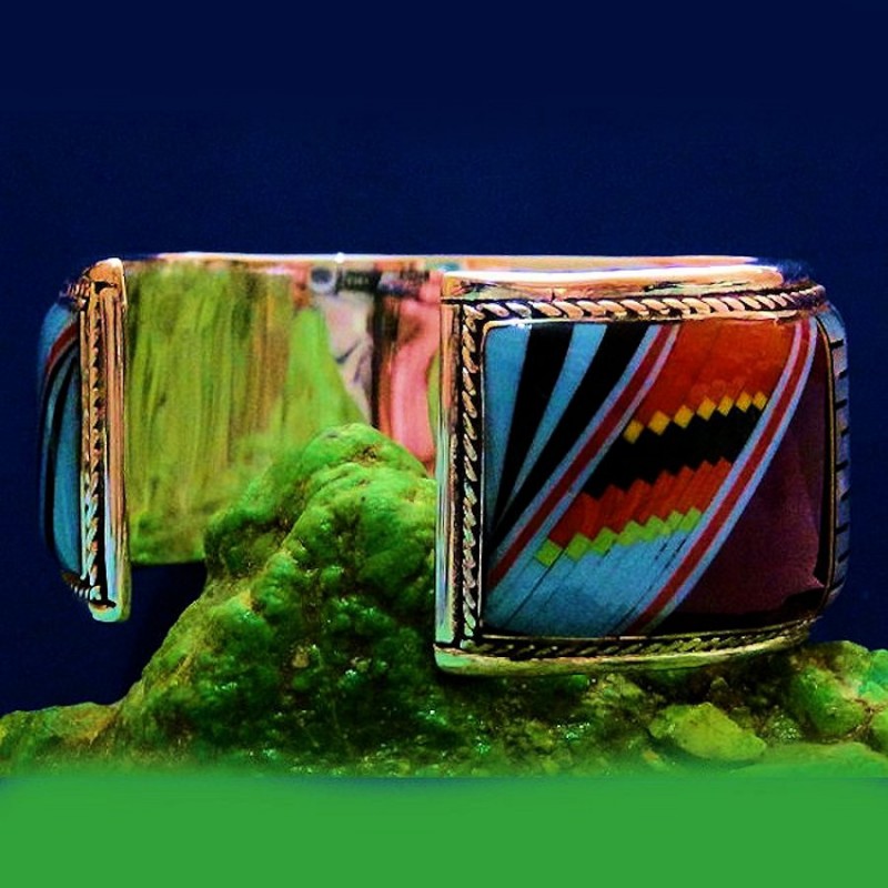 Bracelet Motif Navajo Opale et Pierres Semi Précieuses Pour Homme