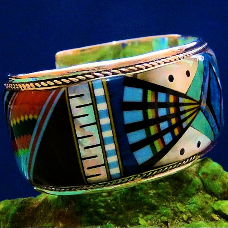 Bracelet Motif Navajo Opale et Pierres Semi Précieuses Pour Homme