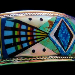 Navajo Motiv Armreif mit Opal und Edelsteinen Für Herren