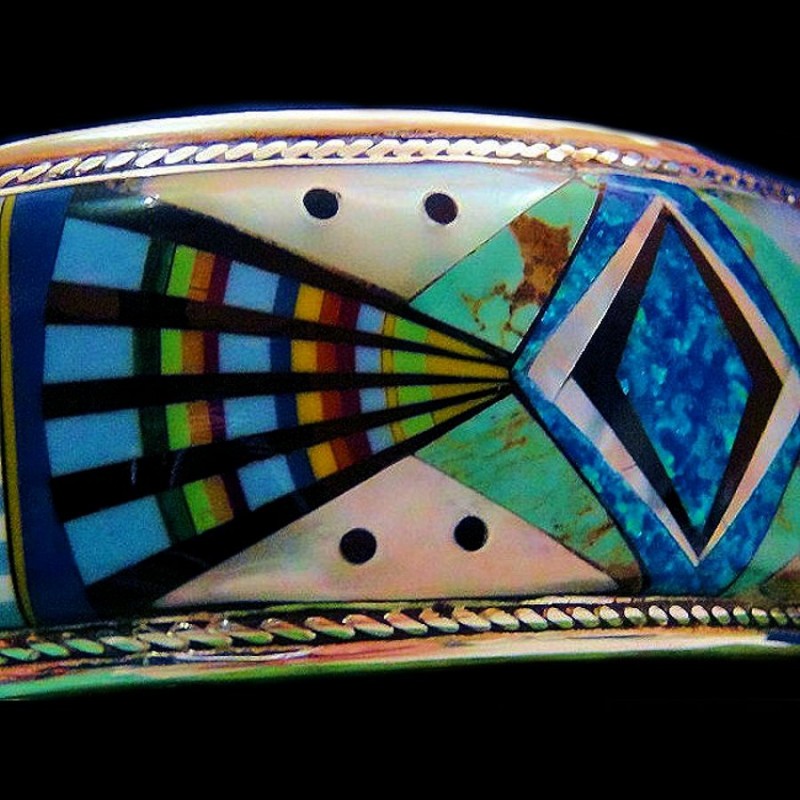 Navajo Motiv Armreif mit Opal und Edelsteinen Für Herren