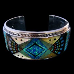 Bracelet Motif Navajo Opale et Pierres Semi Précieuses Pour Homme