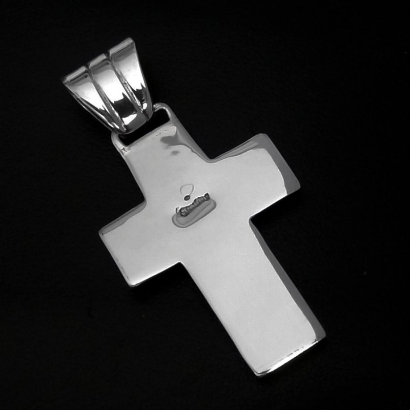 Pendentif Amerindien Croix Zuni en Argent 925 Turquoise et Corail