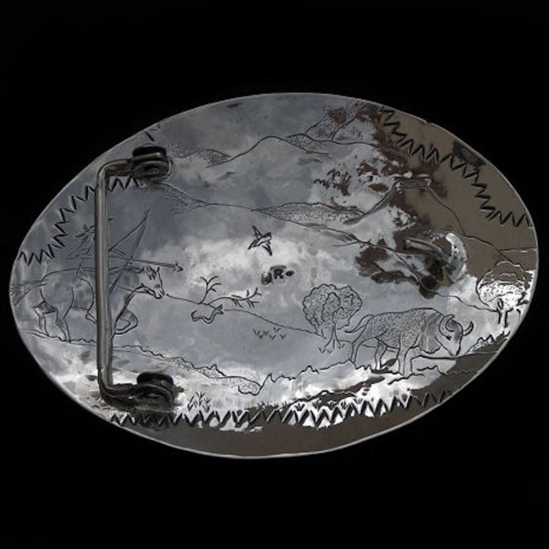 Two Turquoises Bearpaw Sterlingsilver Beltbuckle