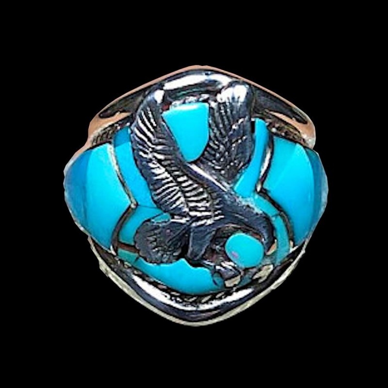 Eagle Harley Biker Silver Ring Color Choice