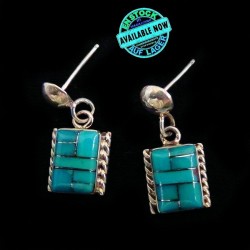 Channel Inlay Square Sterlingsilver Earrings Color Choice