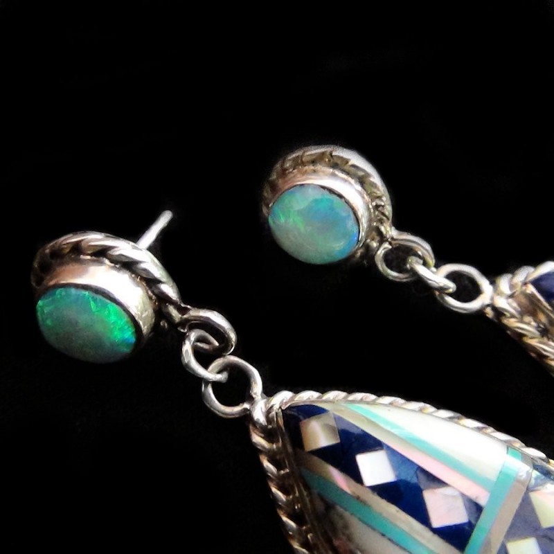 Paire de Boucles d'Oreilles Argent Losange White Buffalo Stone