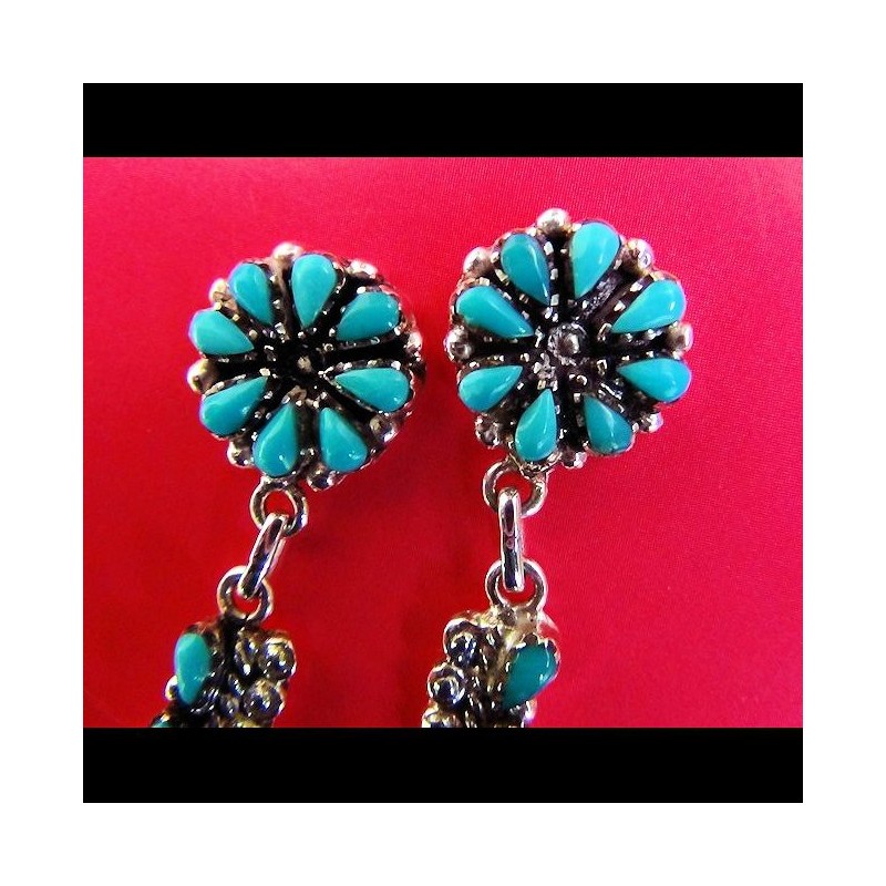 Gemstones Color Choice Teardrop Cabochons Zuni Sun Sterlingsilver Earrings