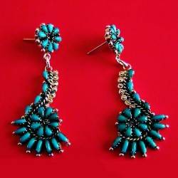 Gemstones Color Choice Teardrop Cabochons Zuni Sun Sterlingsilver Earrings