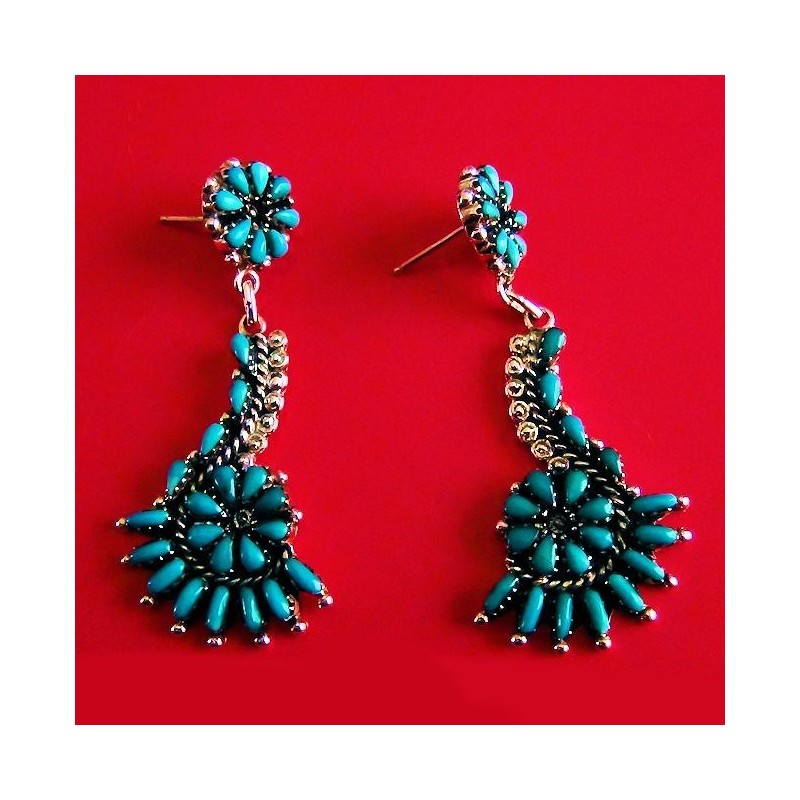 Paire de Boucles d'Oreilles Soleil Zuni Couleur au Choix