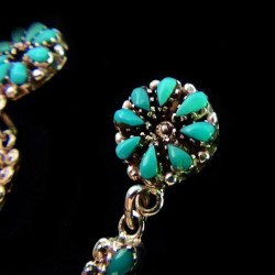 Gemstones Color Choice Teardrop Cabochons Zuni Sun Sterlingsilver Earrings