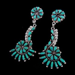 Gemstones Color Choice Teardrop Cabochons Zuni Sun Sterlingsilver Earrings