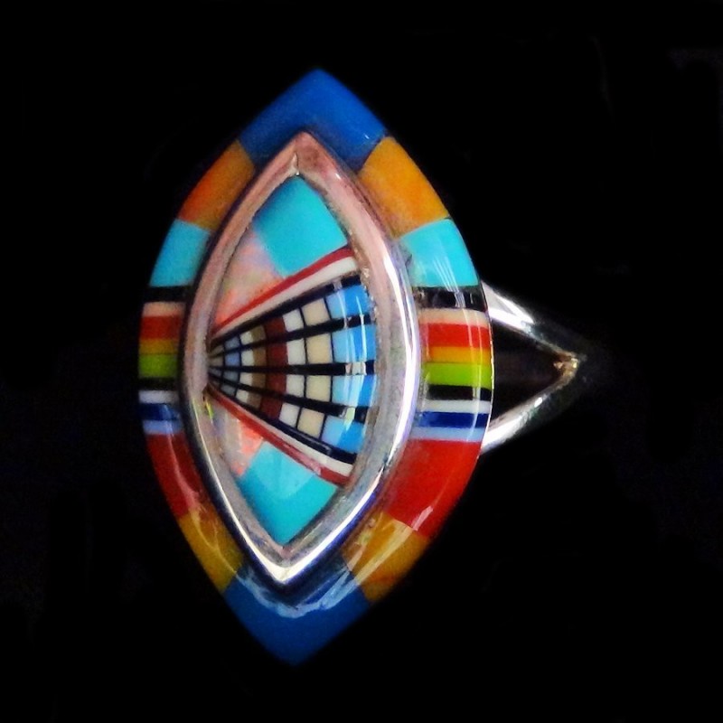 Bague Femme Zuni Inlay Multicolore en Argent 925