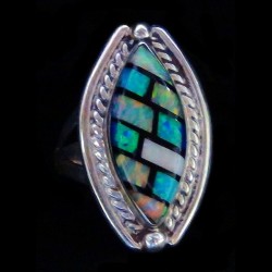 Bague Ovale 3 Opales Pour Femme en Argent 925