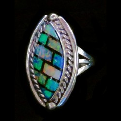 925 Silver Oval Ring 3 Opals For Woman