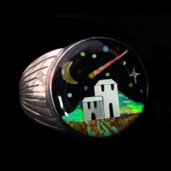 Bague Navajo en Argent 925 Pueblo de Nuit Bijou Amerindien