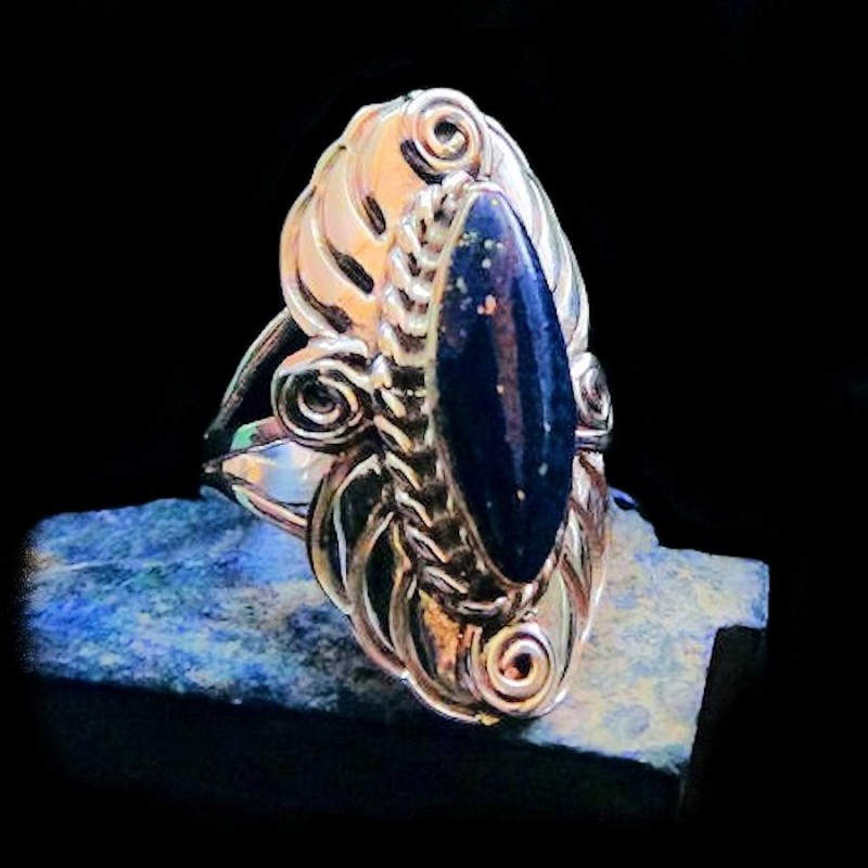 Navajo Damenring Aus Silber 925 ovaler Cabochon  Farbe nach Wahl